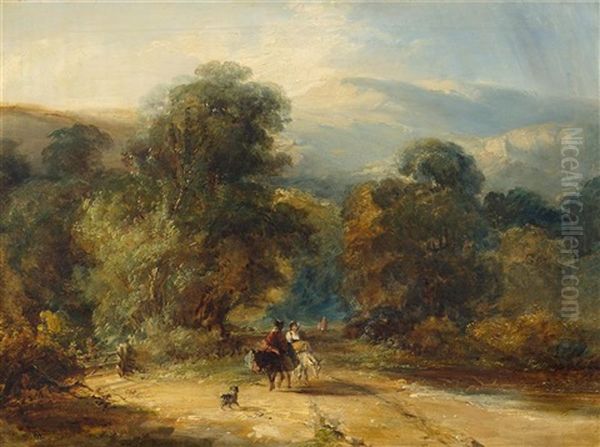 Two Riders In A Landscape Oil Painting by William James Mueller