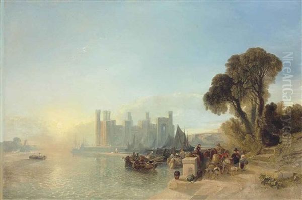 Caernarfon Castle, North Wales Oil Painting by William James Mueller