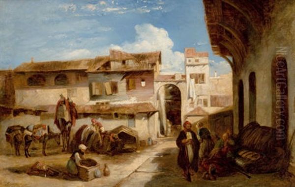 Khan For Travelers At Smyrna Oil Painting by William James Mueller