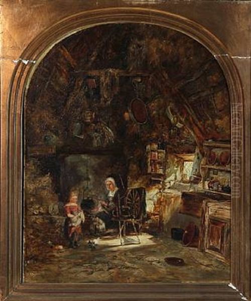 Country Interior Oil Painting by William James Mueller