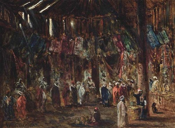 Bazaar At Cairo Oil Painting by William James Mueller