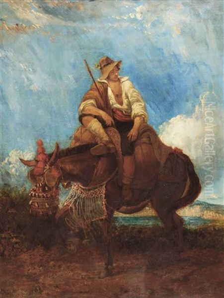 A Traveller And His Mule Oil Painting by William James Mueller