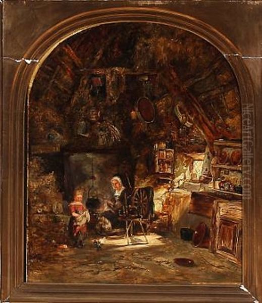 Country Interior Oil Painting by William James Mueller