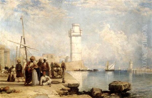 A View Of Rhodes And The Pacha's Palace Oil Painting by William James Mueller