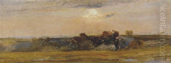 Sunrise Over Downland Oil Painting by William James Mueller