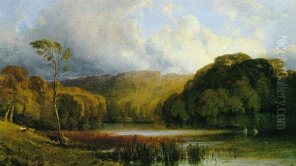 Pastoral Landscape Oil Painting by William James Mueller