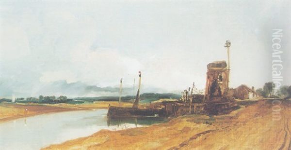 A View On The River Medway Oil Painting by William James Mueller