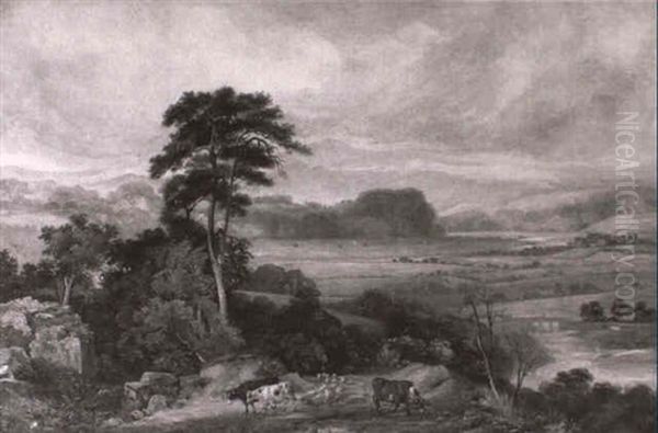 The Tywi Valley, Carmarthenshire From Grongar Hill To       Dinefwr Castle Oil Painting by William James Mueller