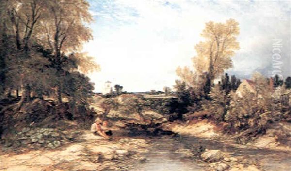 By The Stream, Whitechurch, Essex Oil Painting by William James Mueller