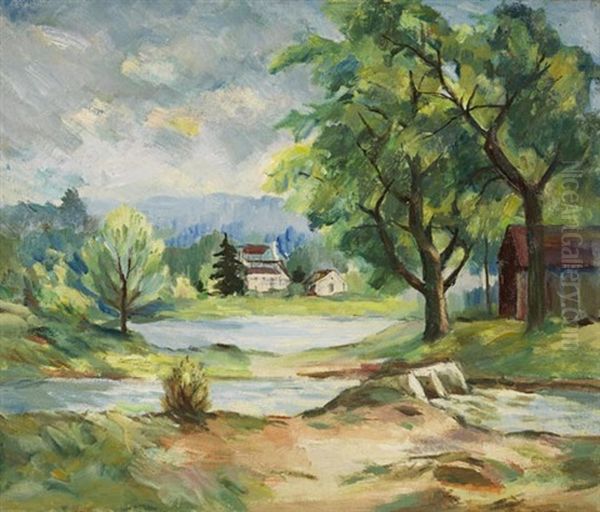 Flusslandschaft Oil Painting by Albert Mueller