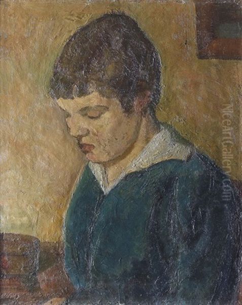 Bildnis Der Schwester, Marguerite Muller-muller Oil Painting by Albert Mueller