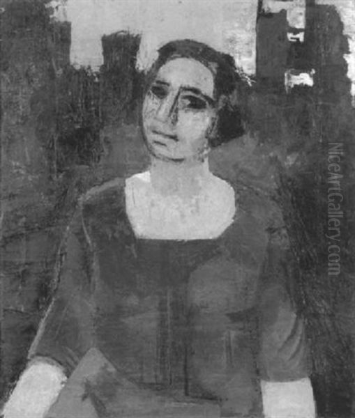 Portrait Von Frau Moilliet, Der Frau Des Malers Oil Painting by Albert Mueller