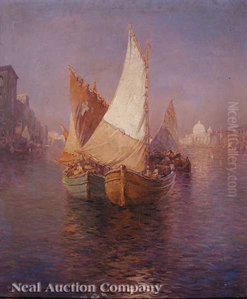 Sunset On The Grand Canal, Venice Oil Painting by Carl Mueller