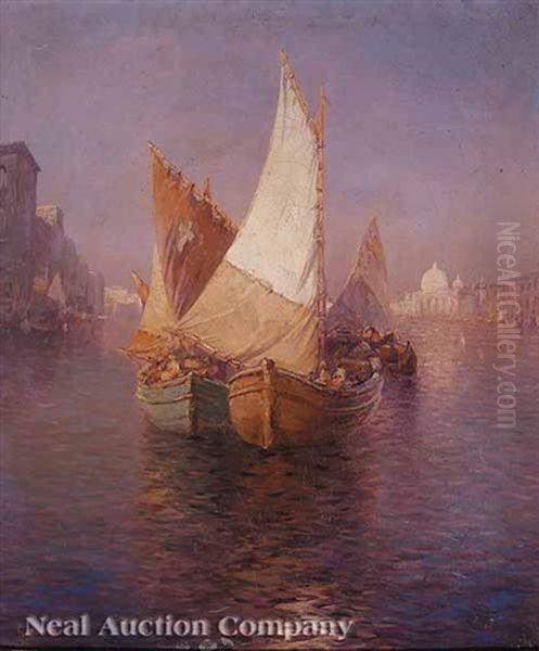 Sunset On The Grand Canal, Venice Oil Painting by Carl Mueller