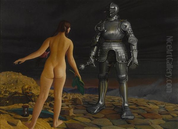 Ritter Und Madchen (the Knight And The Girl) Oil Painting by Richard Mueller