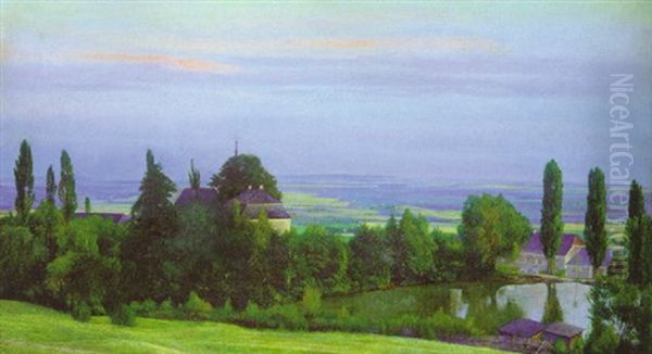 Dorfteich In Bosig Oil Painting by Richard Mueller