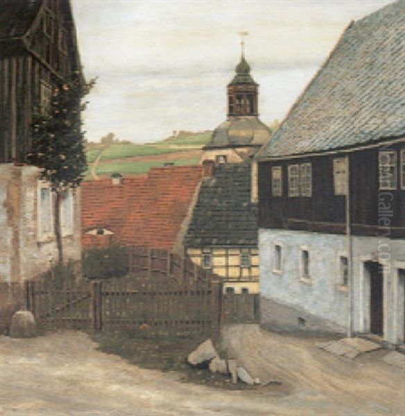 Das Sachsische Dorf Oil Painting by Richard Mueller