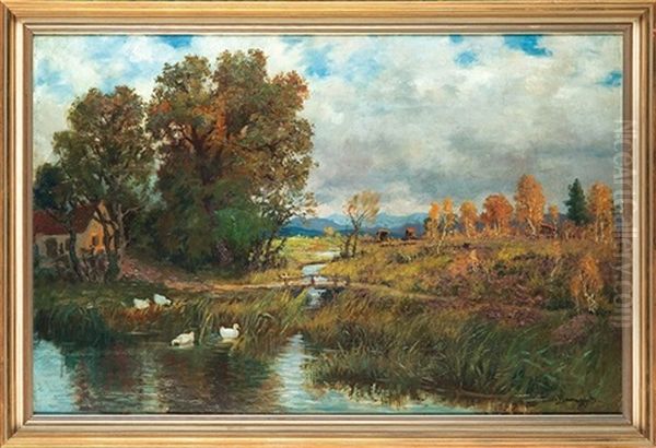 Autumn In Bayern Oil Painting by Carl Mueller-Baumgarten