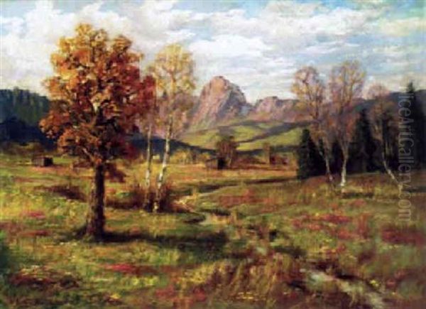 Herbstliche Gebirgslandschaft Oil Painting by Carl Mueller-Baumgarten