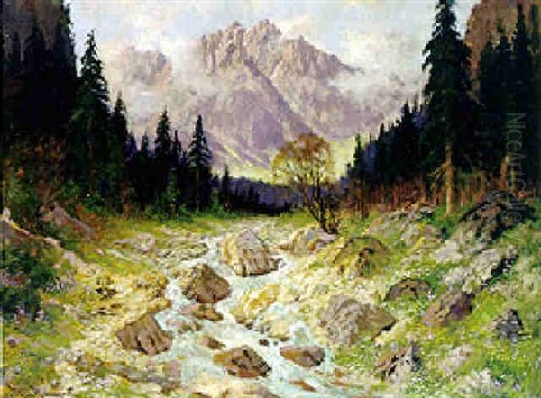 Palvenhorner Mit Wimmbachtal Oil Painting by Carl Mueller-Baumgarten