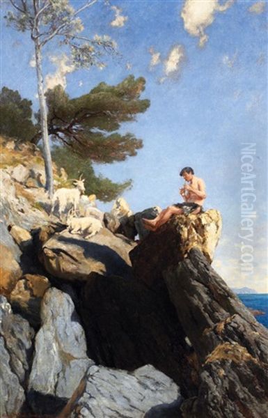 Hirtenidyll Oil Painting by Georg Mueller-Breslau