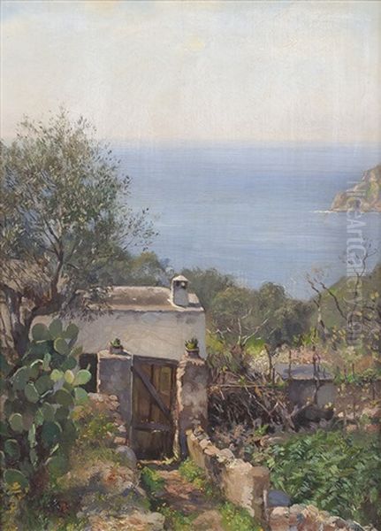 Mediterrane Kustenlandschaft Oil Painting by Adolf Leonhard Mueller-Cassel