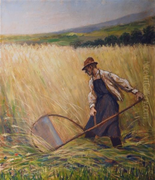 The Harvest Oil Painting by Adolf Leonhard Mueller-Cassel