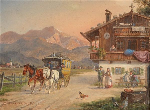 Post Coach Oil Painting by Ludwig Mueller-Cornelius