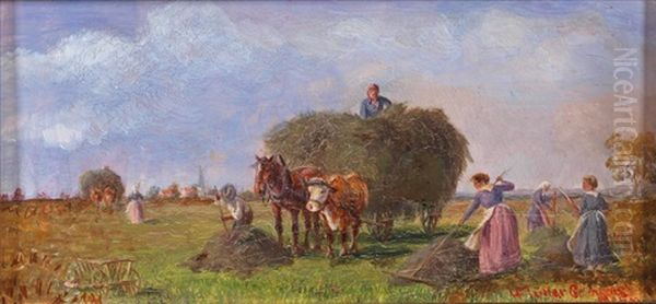 Bei Der Heuernte Oil Painting by Ludwig Mueller-Cornelius