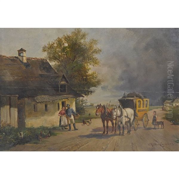 Die Postkutsche Oil Painting by Ludwig Mueller-Cornelius