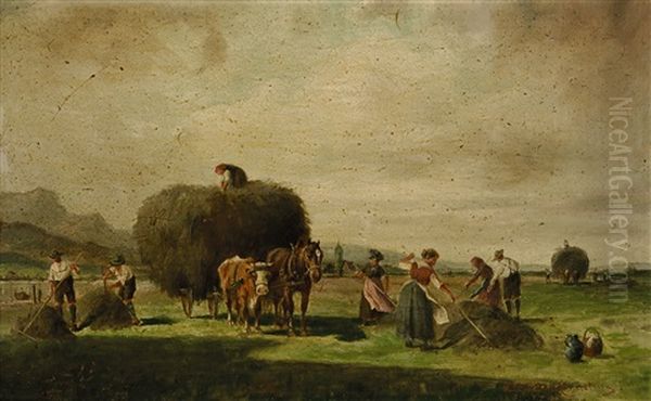 Heuernte Oil Painting by Ludwig Mueller-Cornelius