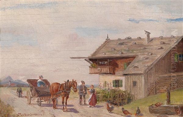 Ankunft Des Gastes Oil Painting by Ludwig Mueller-Cornelius