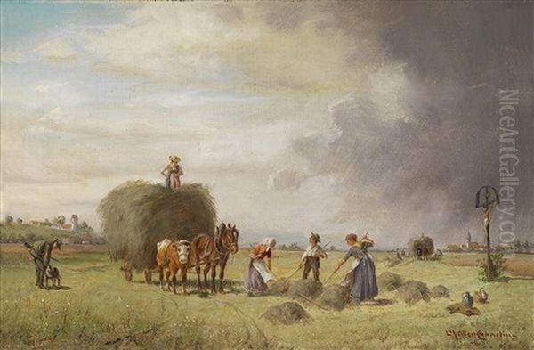 Die Heuernte Oil Painting by Ludwig Mueller-Cornelius