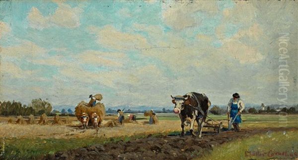 Erntelandschaft Oil Painting by Ludwig Mueller-Cornelius