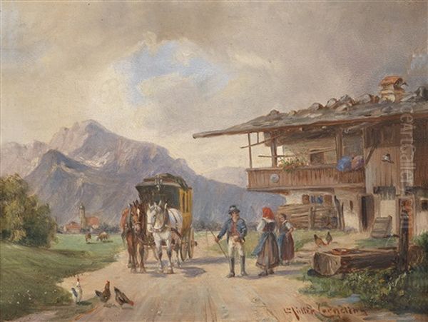 Die Postkutschenstation Oil Painting by Ludwig Mueller-Cornelius