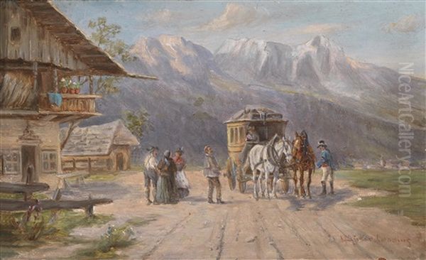 Rast Der Postkutsche Oil Painting by Ludwig Mueller-Cornelius