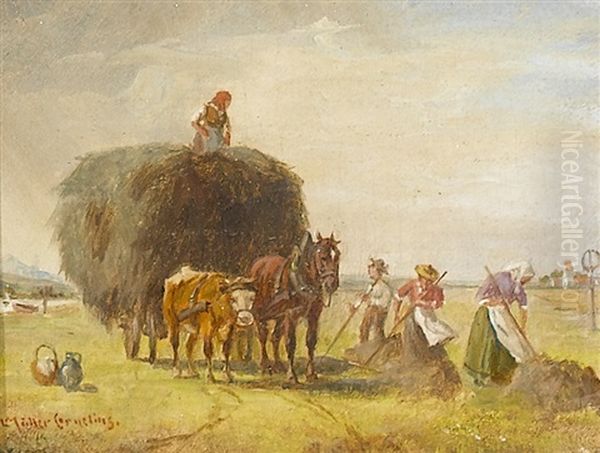 Die Heuernte Oil Painting by Ludwig Mueller-Cornelius