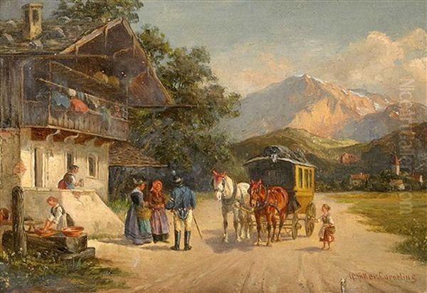 Die Postkutsche Oil Painting by Ludwig Mueller-Cornelius