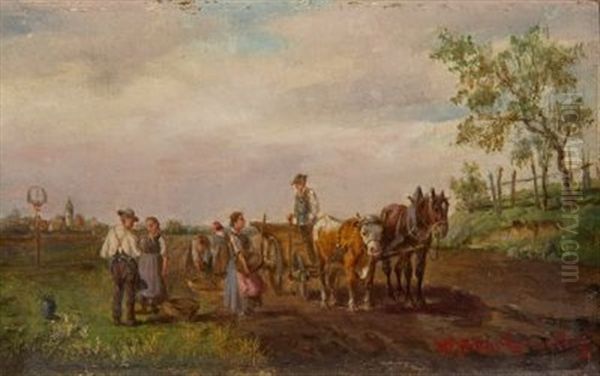 Unterhaltung Auf Der Landstrase Oil Painting by Ludwig Mueller-Cornelius