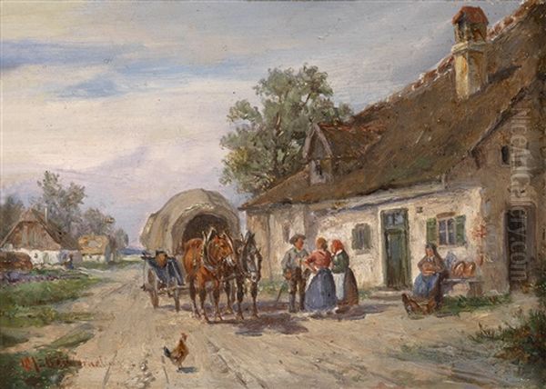 Pause Auf Der Landstrase Oil Painting by Ludwig Mueller-Cornelius