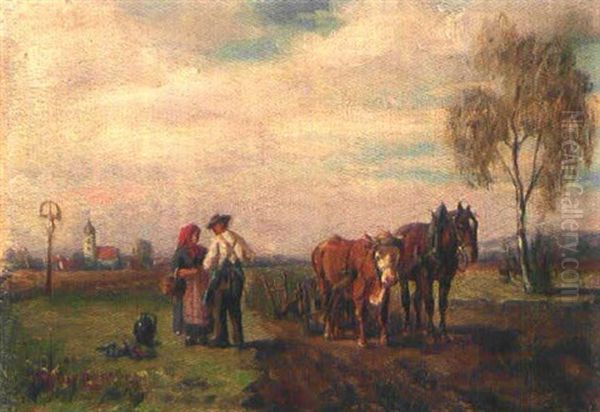 Bauern Bei Der Feldarbeit Oil Painting by Ludwig Mueller-Cornelius