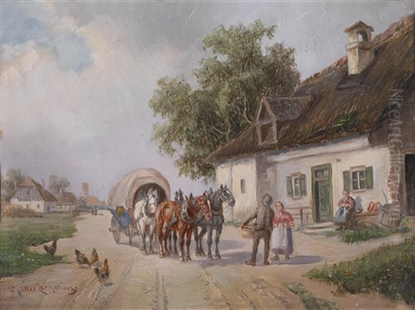 Rast Vor Dem Gasthaus Oil Painting by Ludwig Mueller-Cornelius