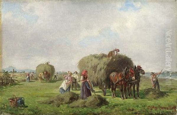 Bauern Bei Der Heuernte Oil Painting by Ludwig Mueller-Cornelius