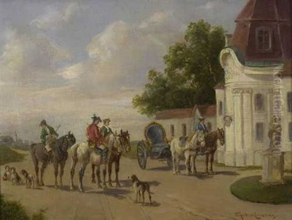 Aufbruch Zur Jagd Oil Painting by Ludwig Mueller-Cornelius