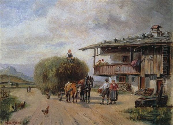 Das Heu Wird Eingefahren Oil Painting by Ludwig Mueller-Cornelius