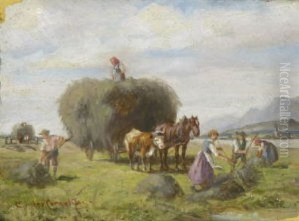 Heuernte Oil Painting by Ludwig Mueller-Cornelius