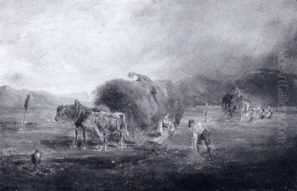 Heurnte Bei Aufziehendem Gewitter Oil Painting by Ludwig Mueller-Cornelius