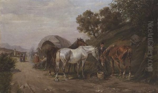 Rast Am Wegesrand Oil Painting by Ludwig Mueller-Cornelius