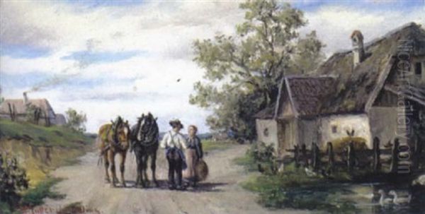 Begegnung Auf Der Landstrase Oil Painting by Ludwig Mueller-Cornelius