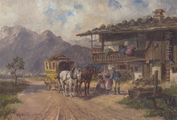 Halt Der Postkutsche Oil Painting by Ludwig Mueller-Cornelius